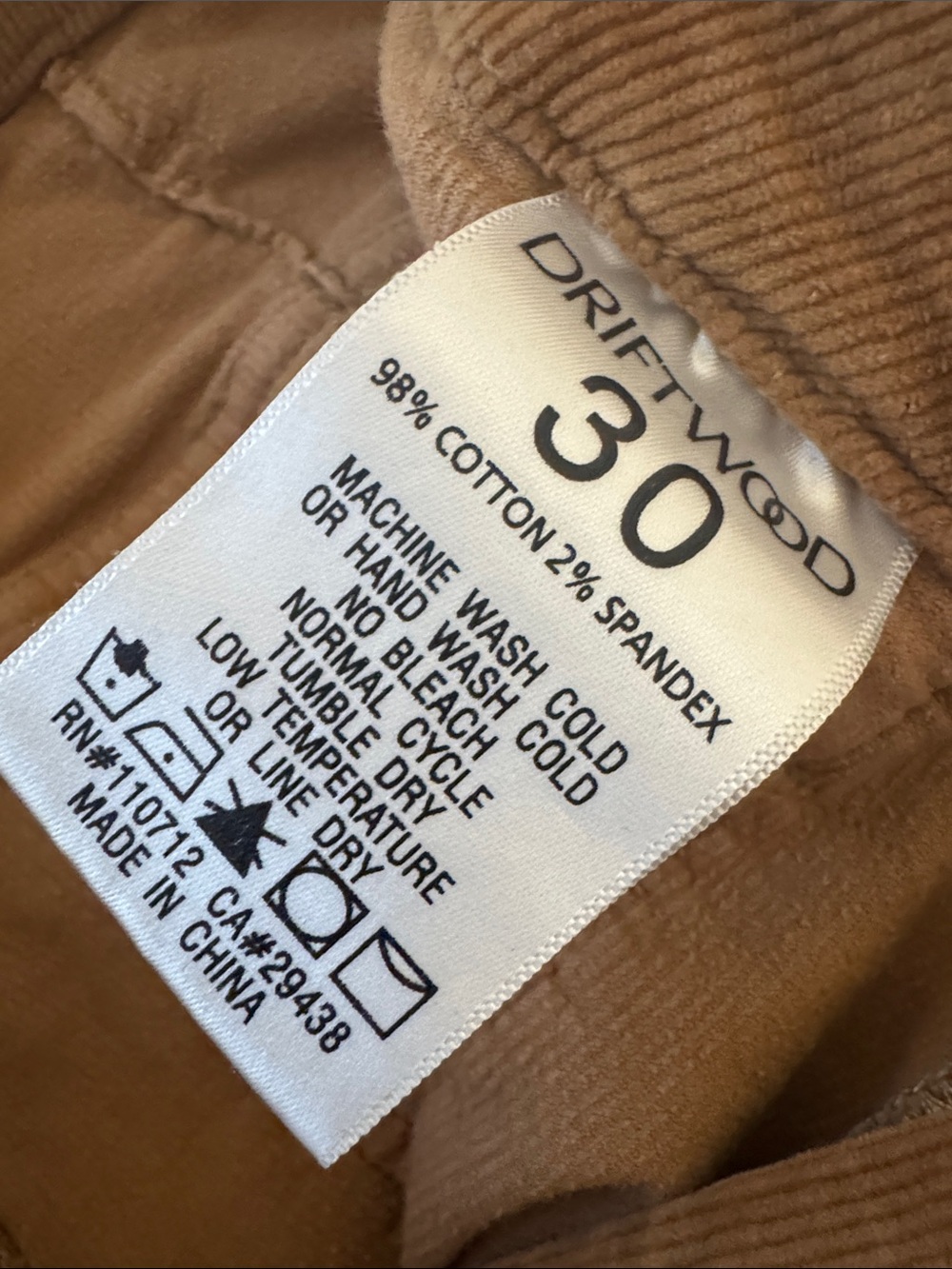 Driftwood Palmer Corduroy Pants 30 View 5